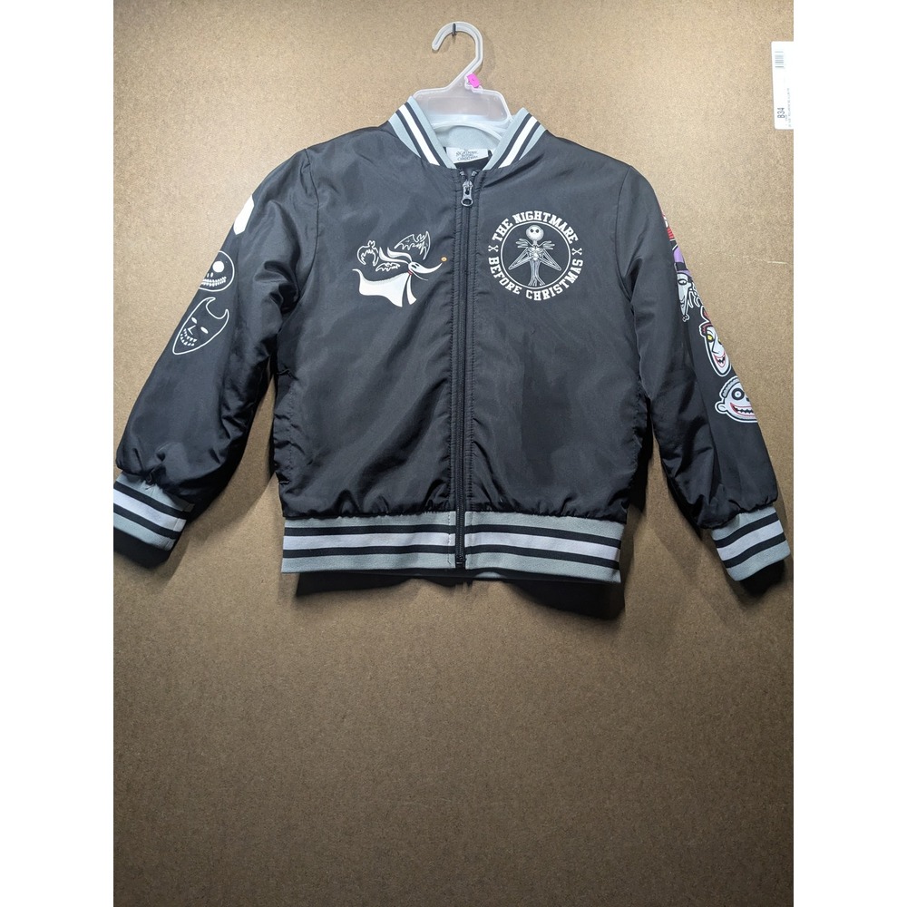 Disney Nightmare Before Christmas King Jack Bomber Jacket Kids 6/7 Black